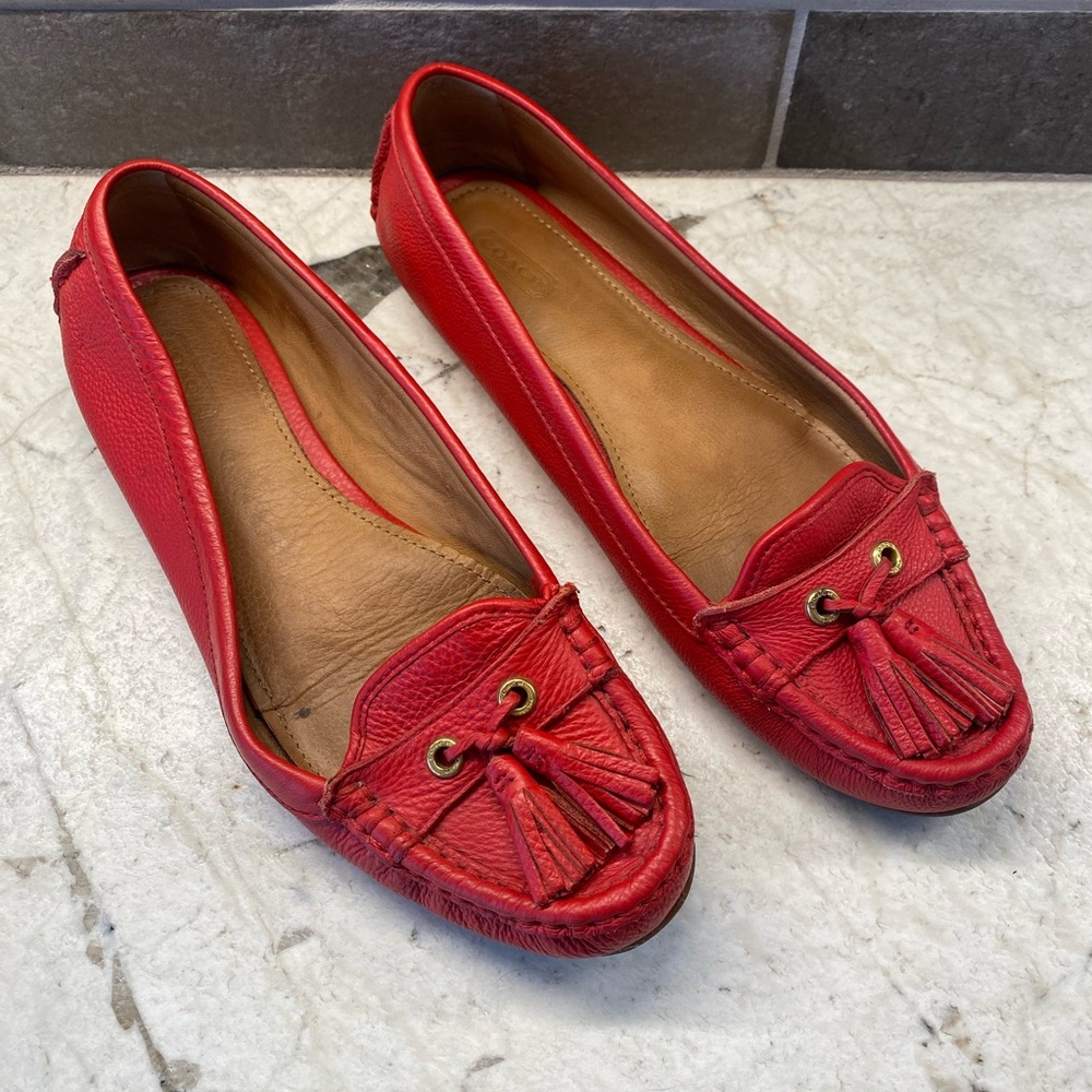 Coach Red Women's Leather Flats
